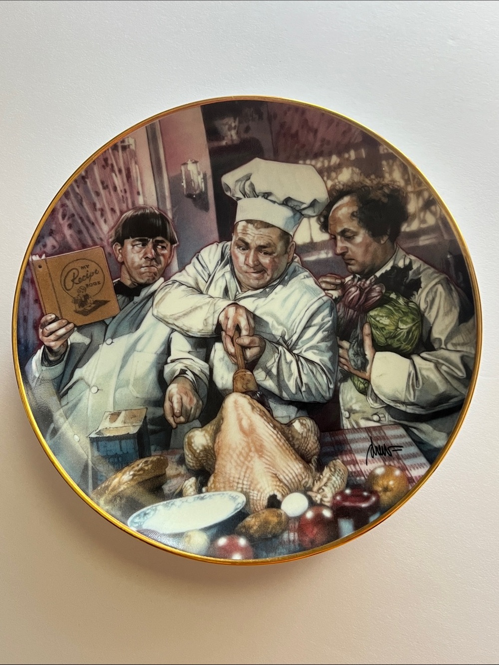 The Three Stooges- Franklin Mint Collector Plate - The Cooking Lesson